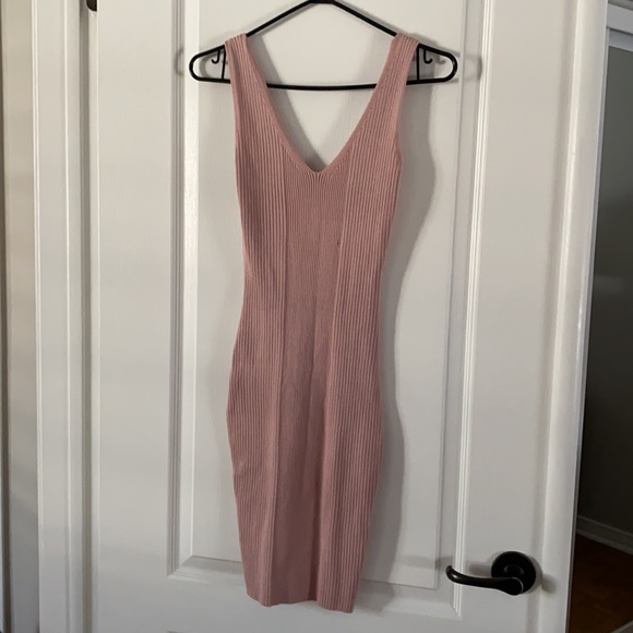 Nude Pink Mini Knit Bodycon Dress - Picture 4 of 4